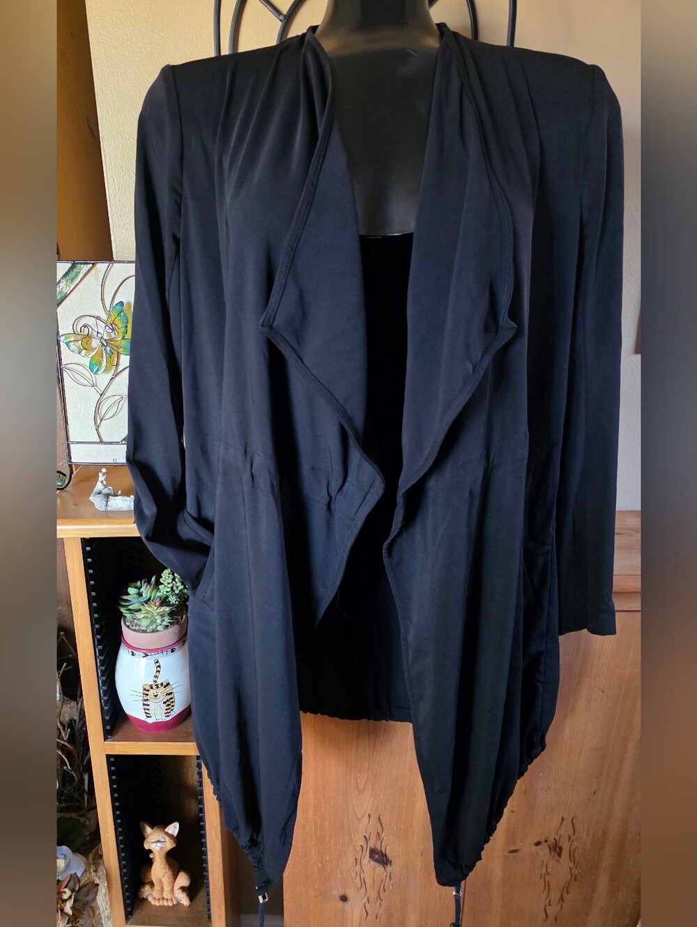 Zara Basic Women's Open Draped Oversized Cardigan Jacket - Black Size S